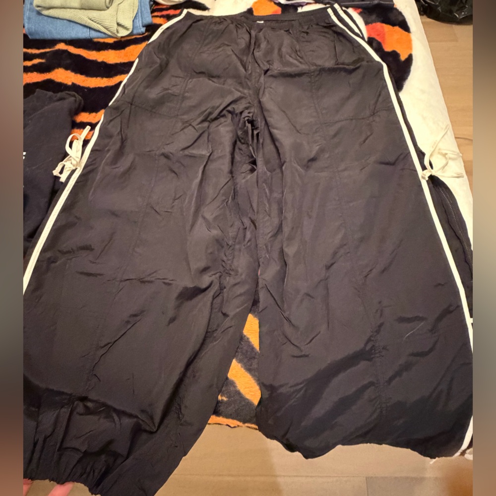 Anthropologie Black Track Pants with White Stripes